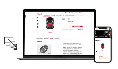 Kowa Lenses Website auf dem Desktop
